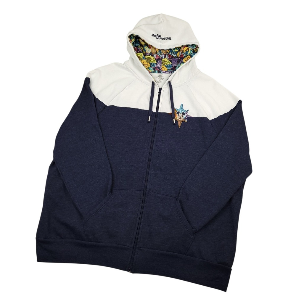 Disney Parks Discover The Magic Hoodie 3X Full Zip Mickey Compass Color Block